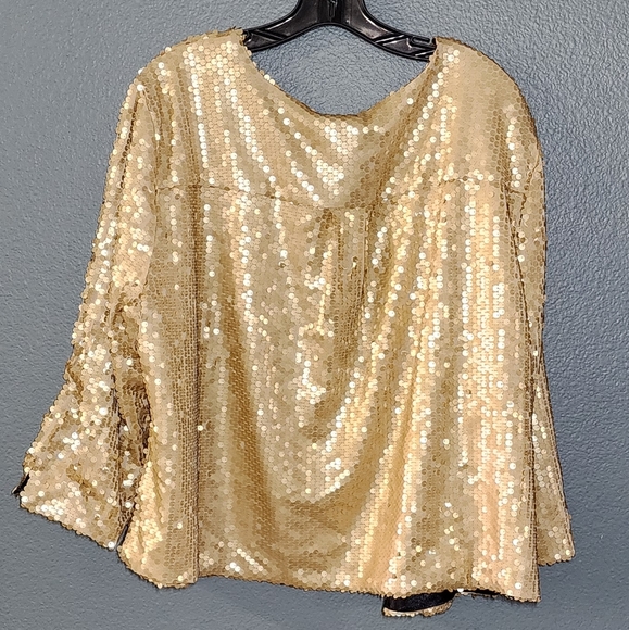 Baby Phat Women’s All Gold Sequins Open Front Cropped Jacket/ 2X - Picture 3 of 14